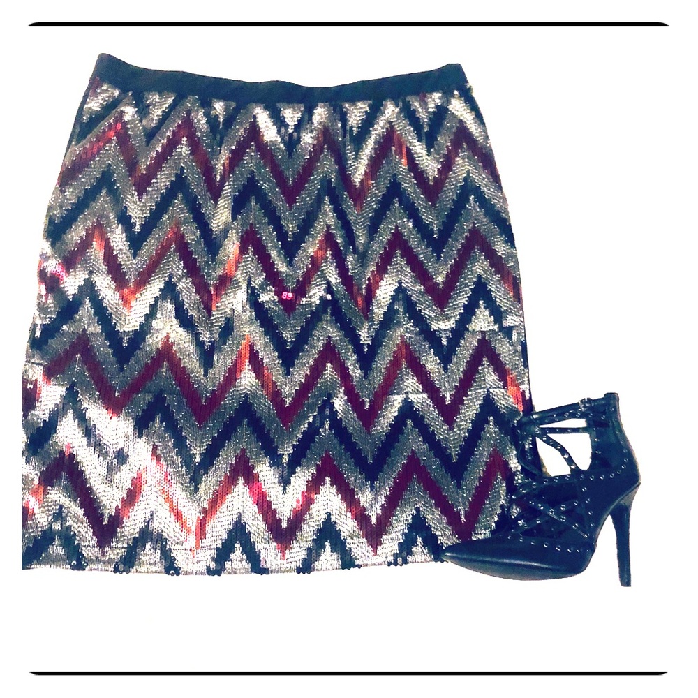 Chevron Sequined Skirt